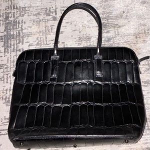 Black Croc-Embossed Italian Leather bag.